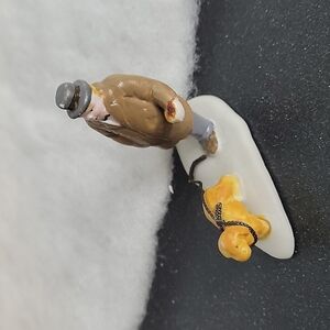 Vintage Lemax Dickensvale Village Collection Porcelain Man Walking dog on snow